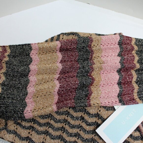 Women's XL U-Knit Multi Color Long Sleeve V Neck Sweater Top - Picture 8 of 9